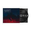"Punisher" CD with a dark cover featuring a silhouette of a Phoebe Bridgers in red light.